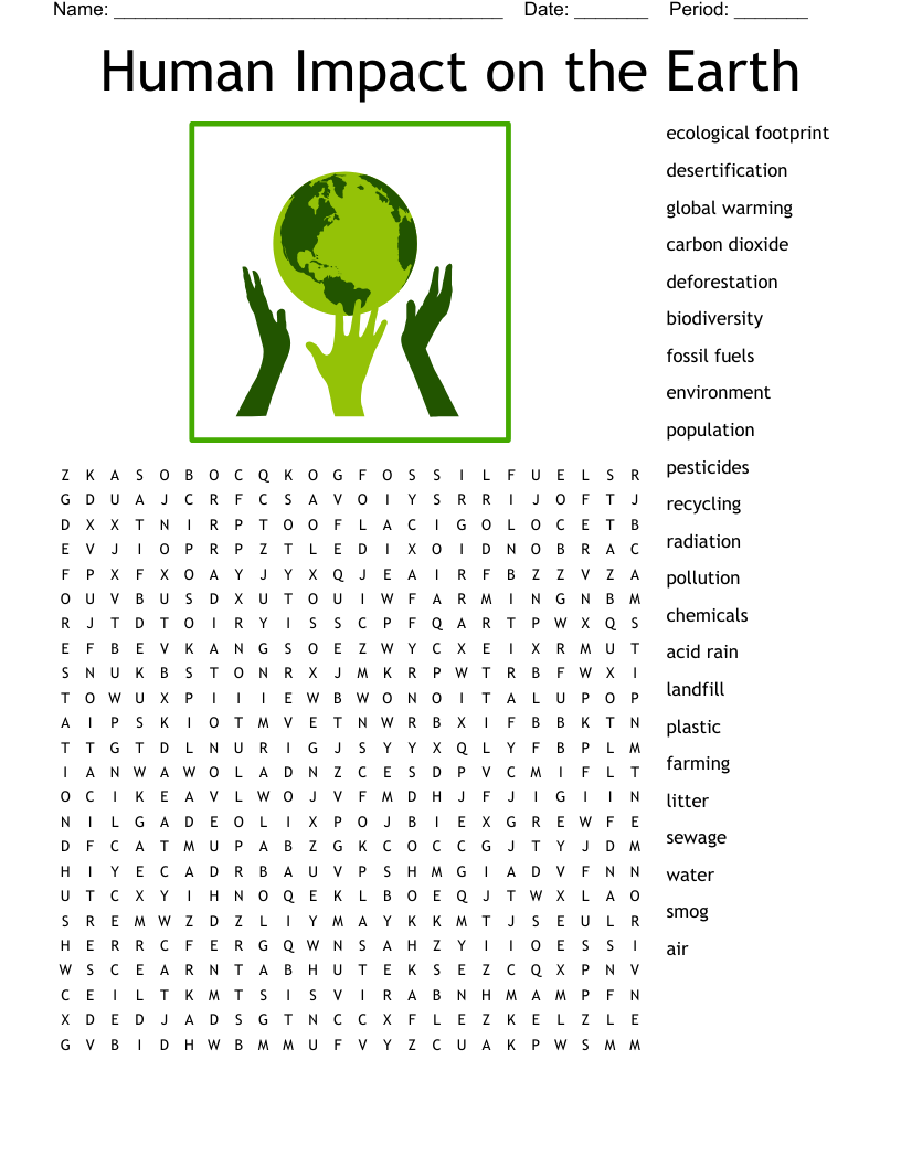 Human Impact on the Earth Word Search