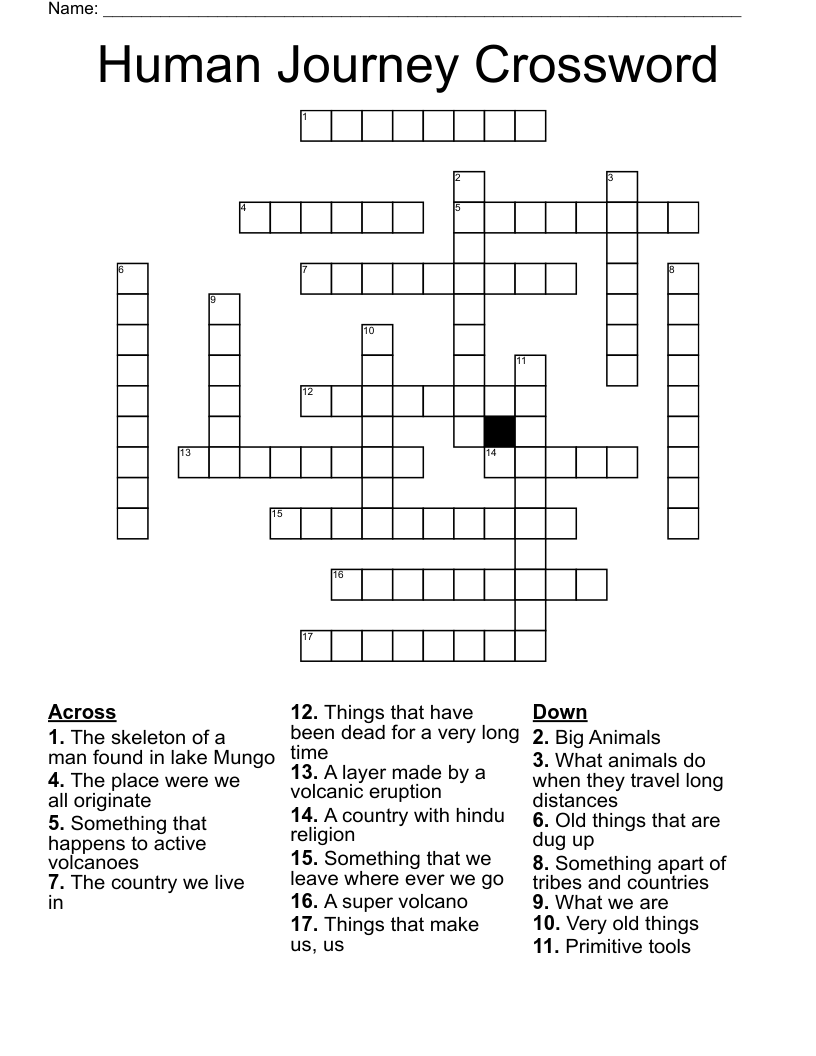 Human Journey Crossword