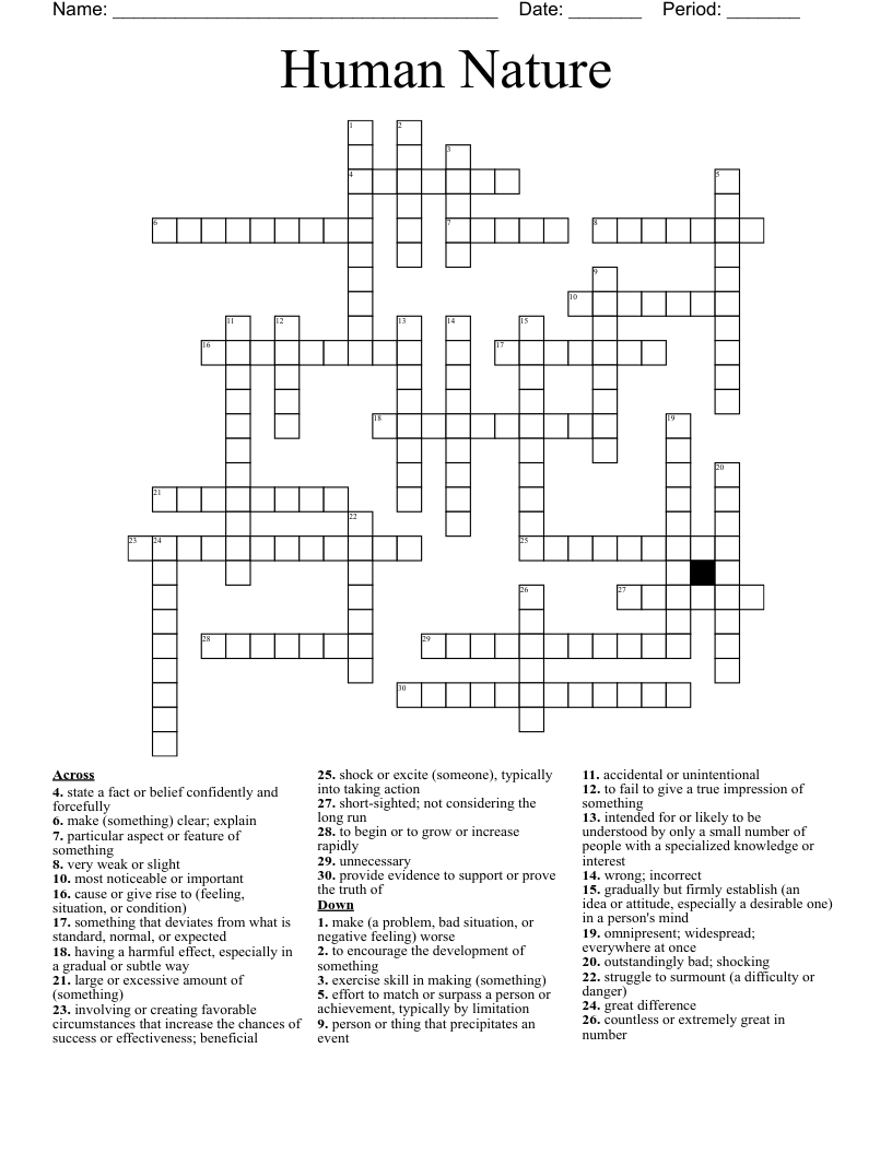 Human Nature Crossword