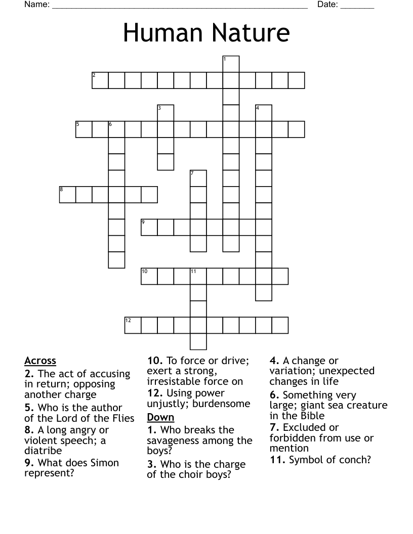 Human Nature Crossword