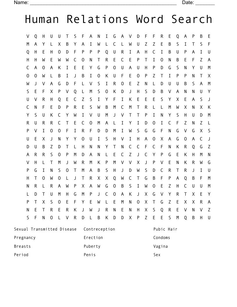Human Relations Word Search