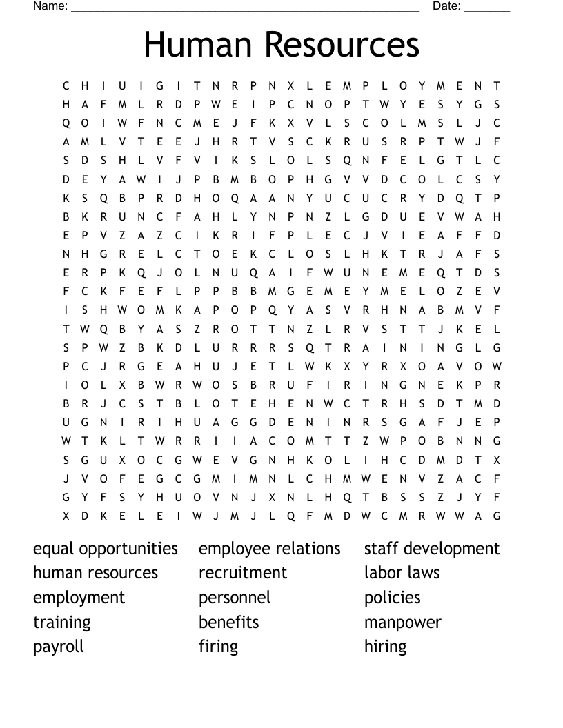 Human Resources Word Search