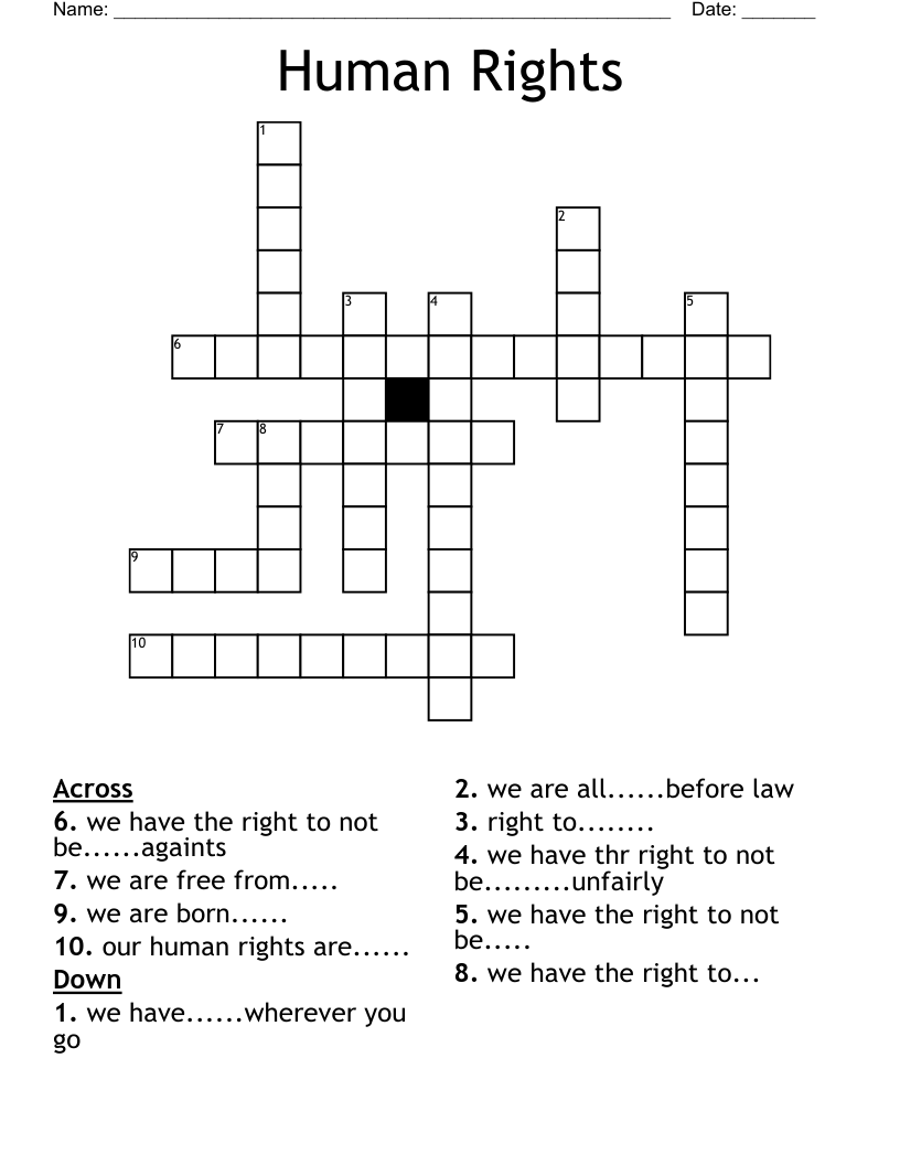 Human Rights Crossword