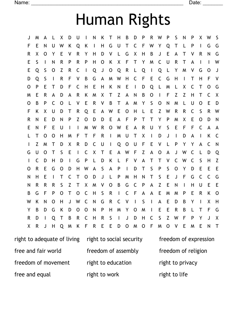 Human Rights Word Search