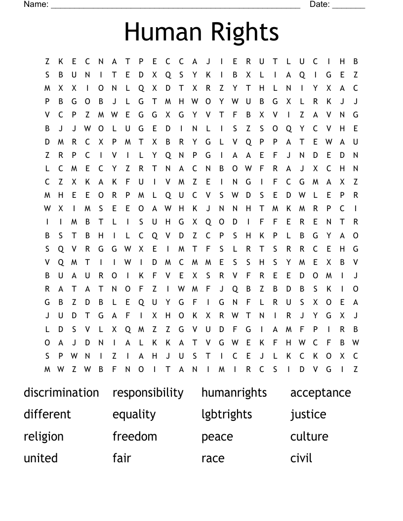 Human Rights Word Search