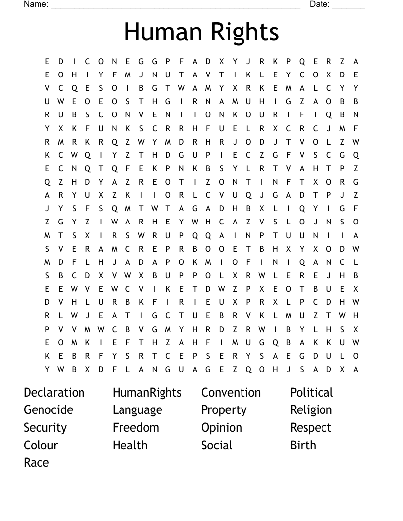 Human Rights Word Search