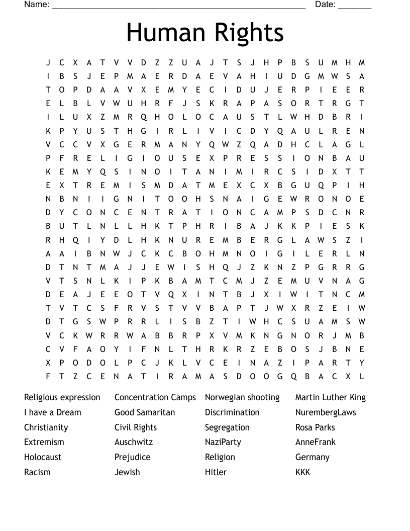 Human Rights Word Search