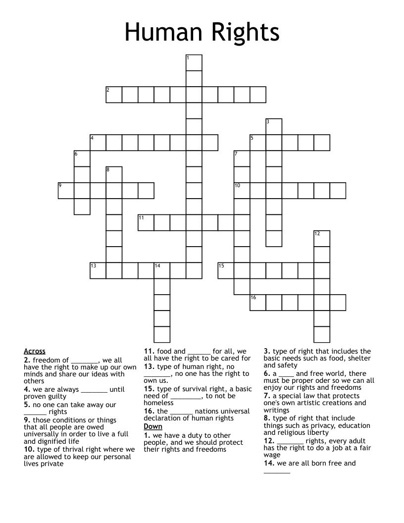 Human Rights Crossword