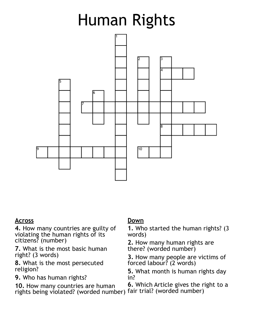 Human Rights Crossword