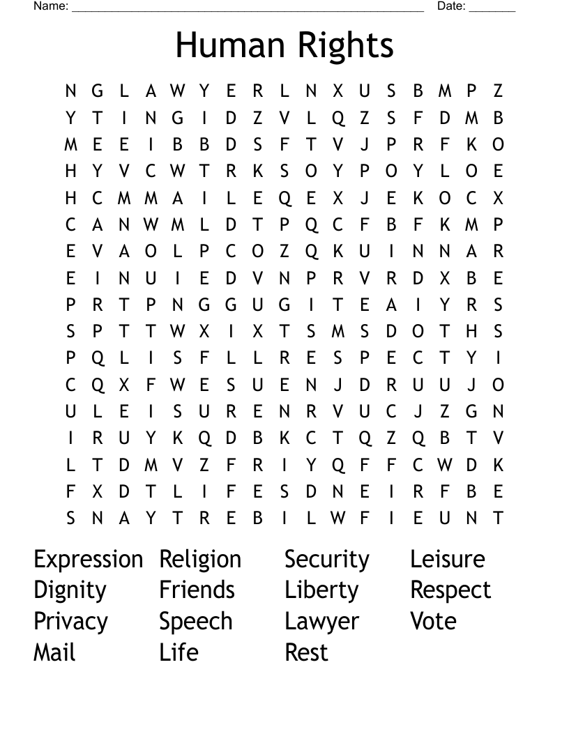 Human Rights Word Search