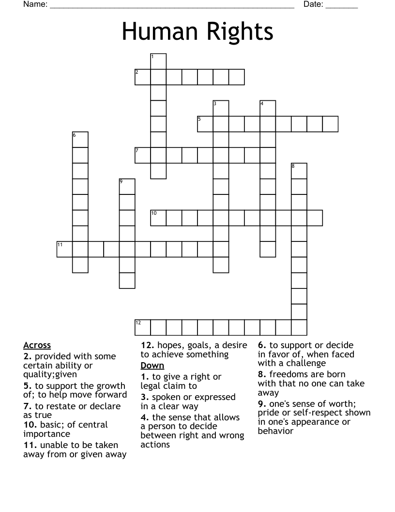 Human Rights Crossword