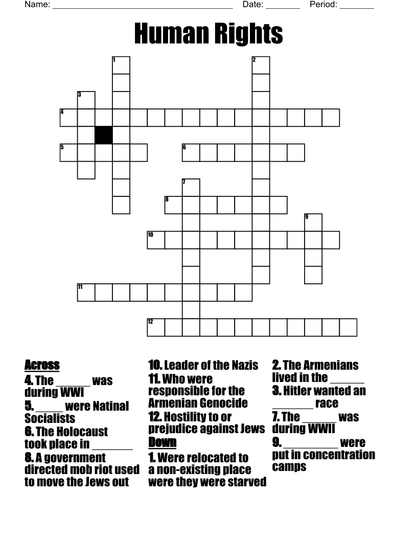 Human Rights Crossword