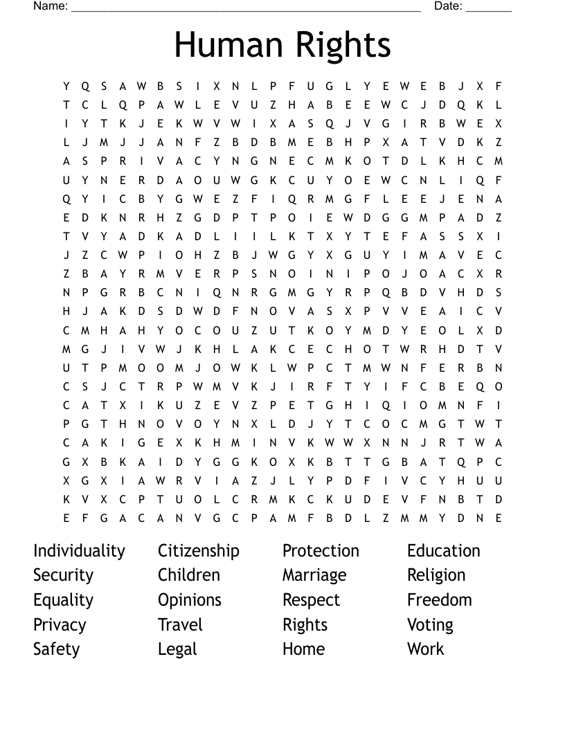 Human Rights Word Search