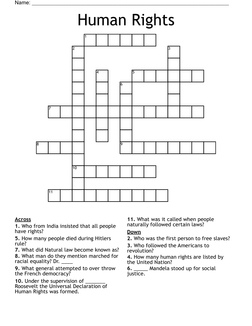 Human Rights Crossword