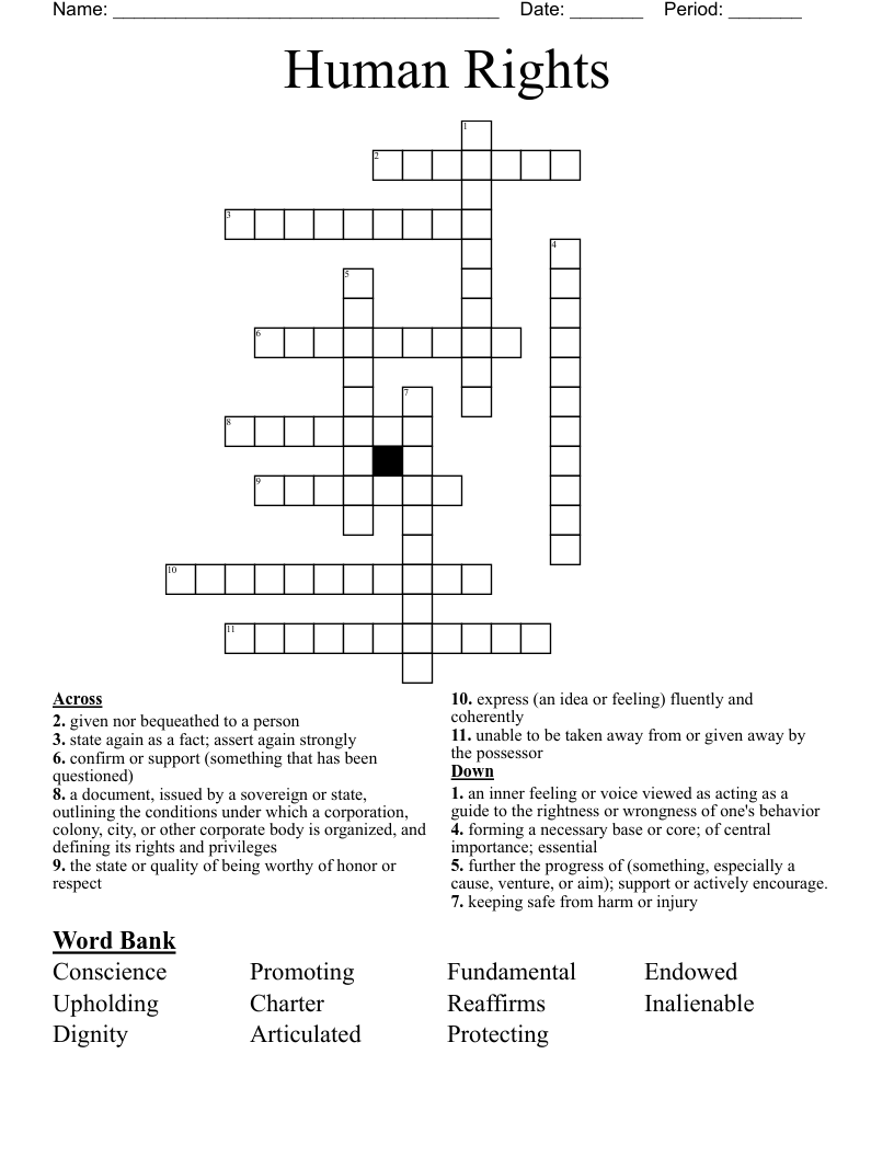 Human Rights Crossword