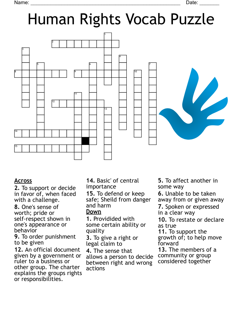 Human Rights Vocab Puzzle Crossword