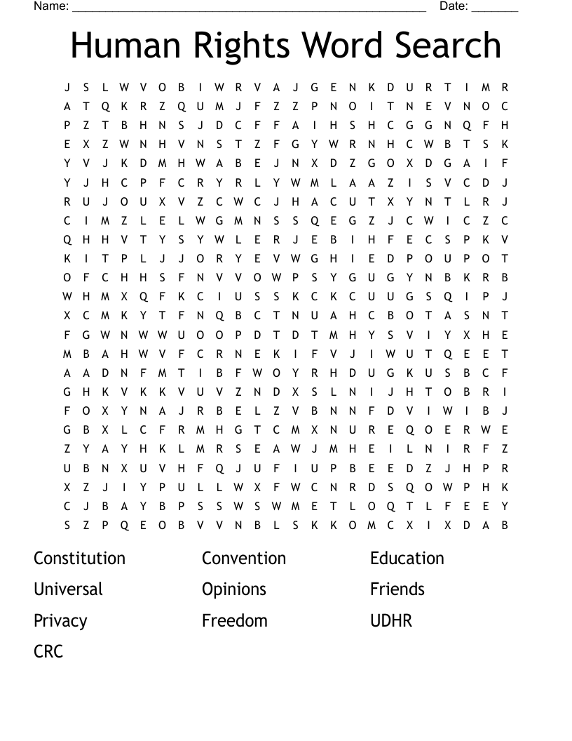 Human Rights Word Search