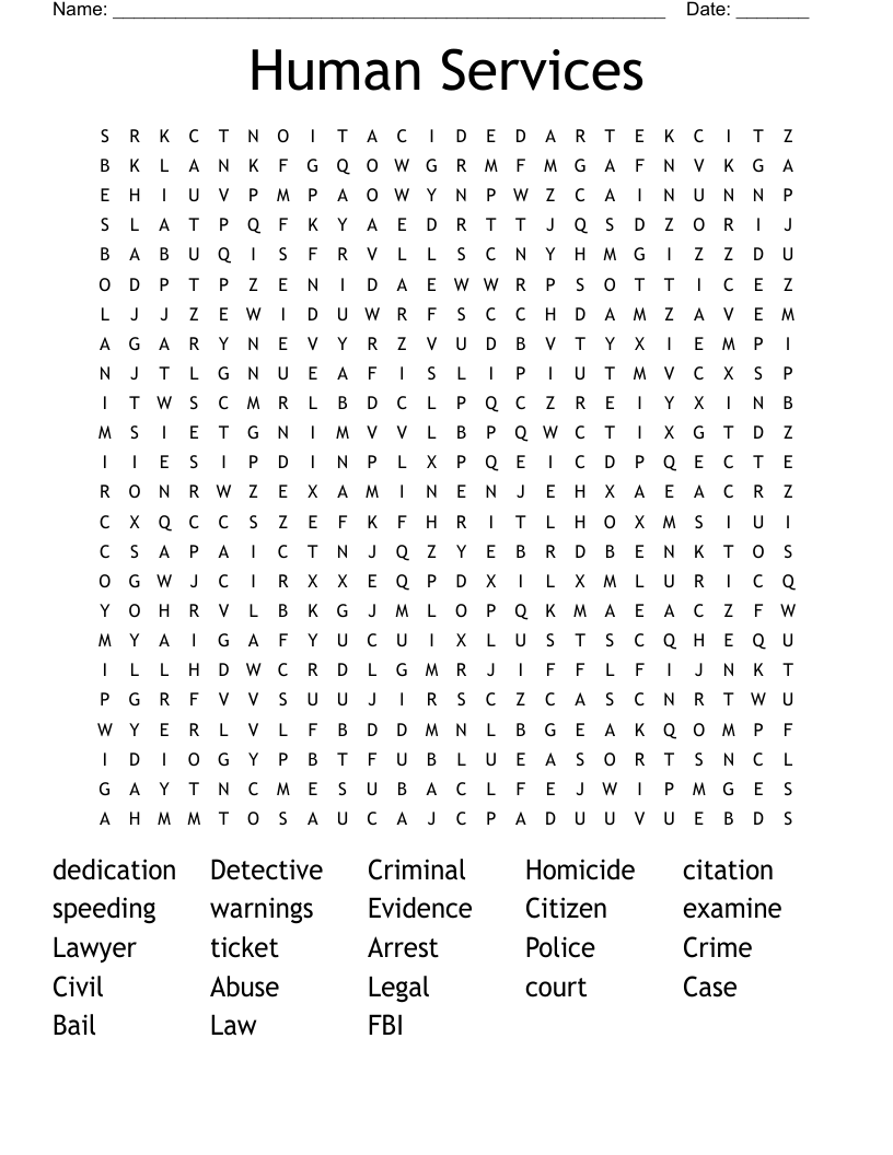 Human Services  Word Search