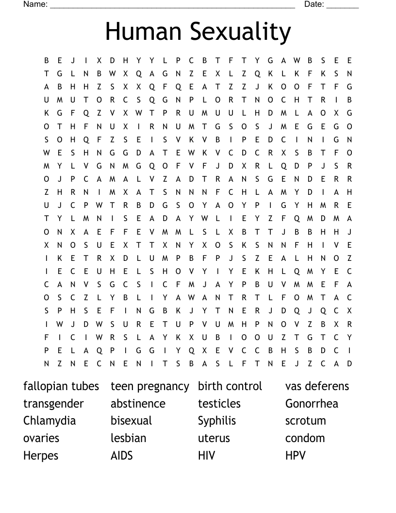 Human Sexuality Word Search