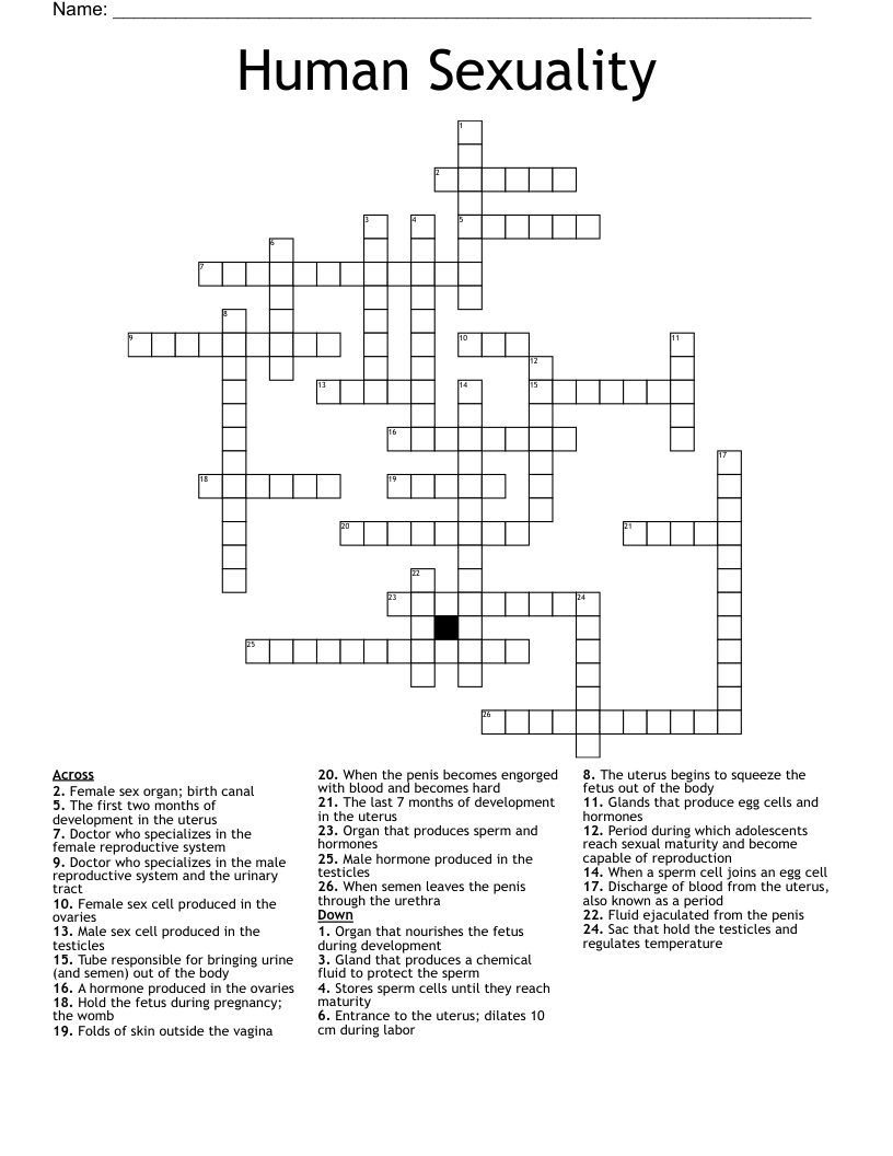 Human Sexuality Crossword