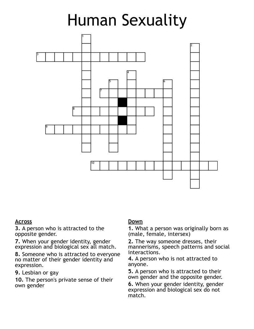 Human Sexuality Crossword