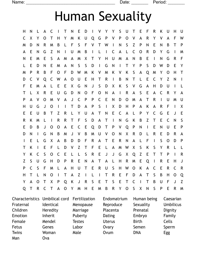 Human Sexuality Word Search
