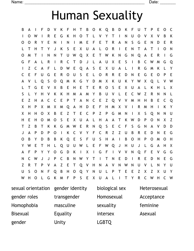 Human Sexuality  Word Search