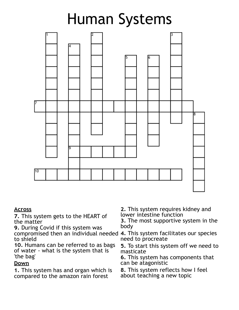 Human Systems Crossword