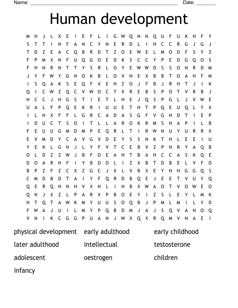 Human development Word Search