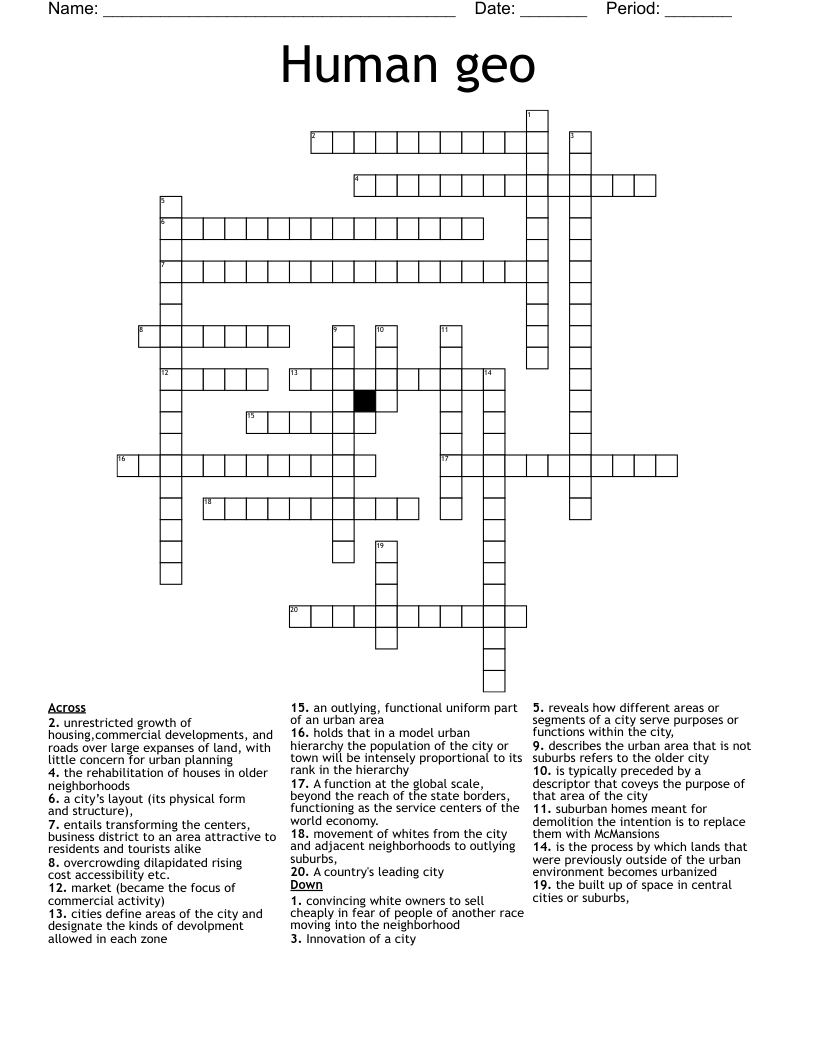 Human geo Crossword