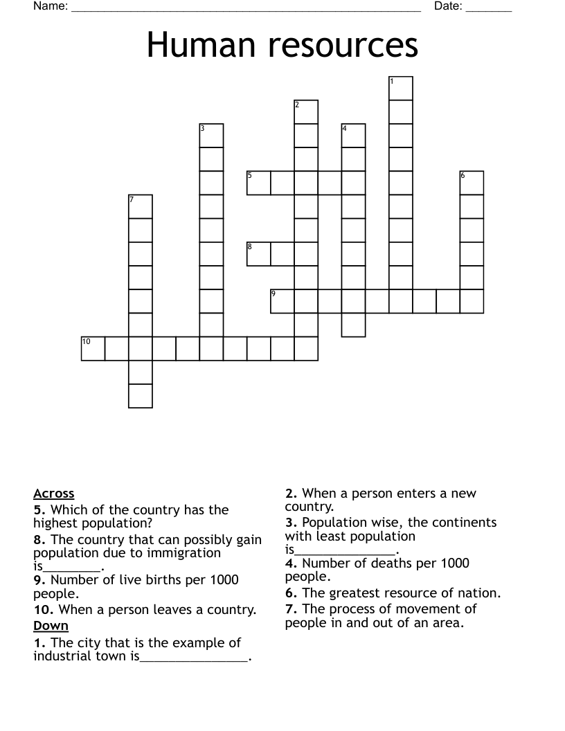Human resources Crossword
