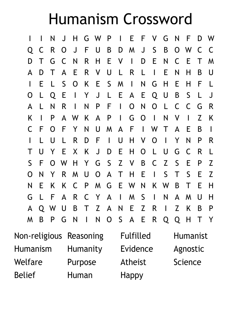 Humanism Crossword Word Search