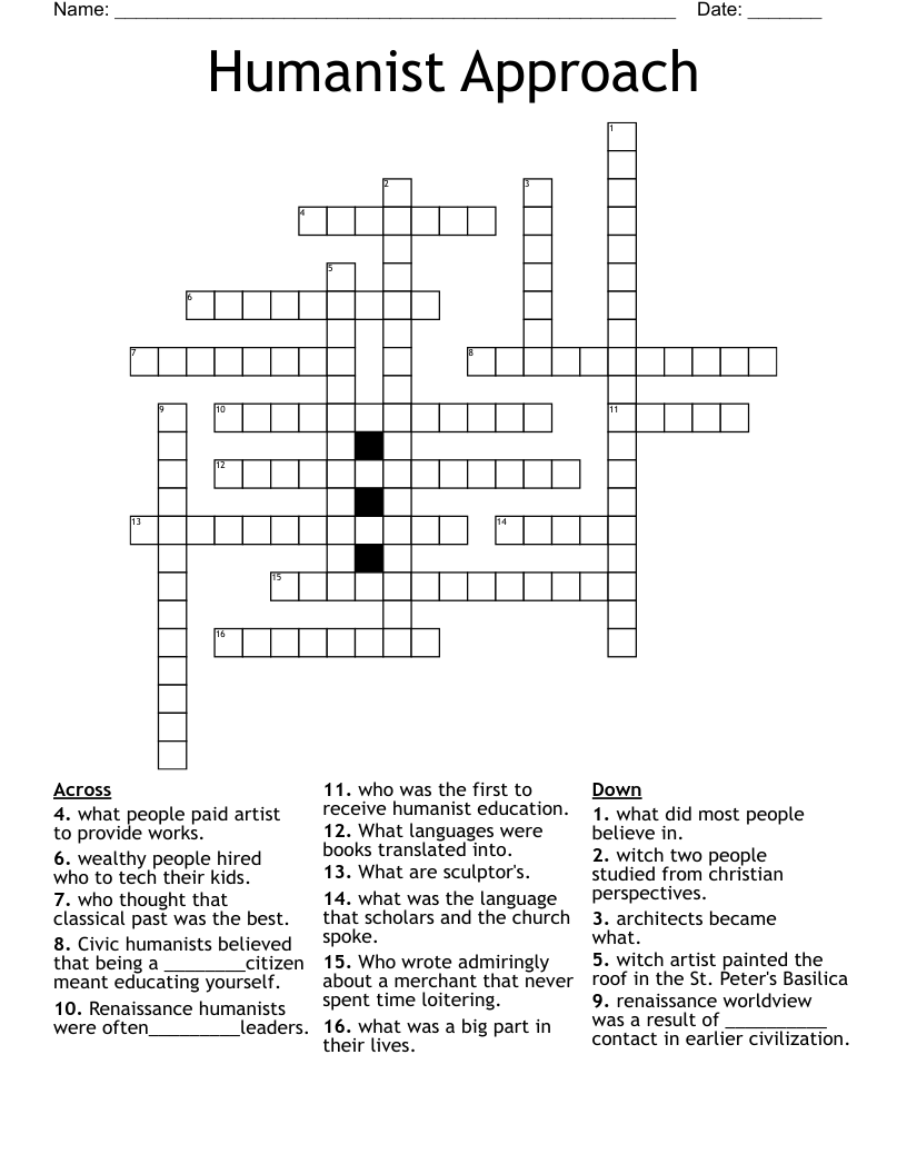 Humanist Approach Crossword