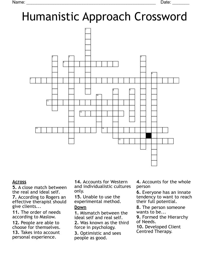 Humanistic Approach Crossword