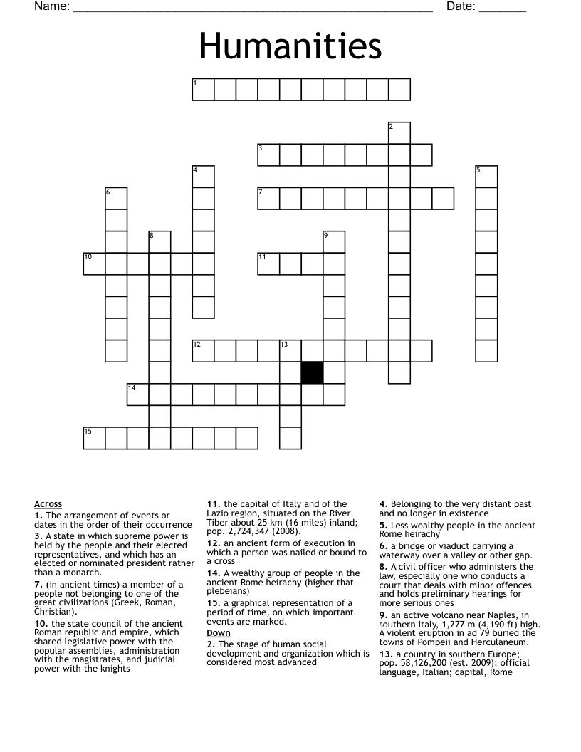 Humanities Crossword