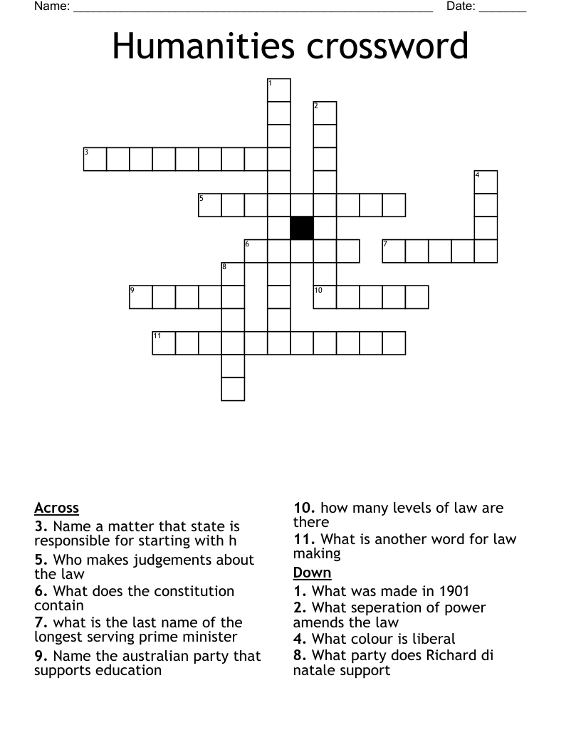 Humanities crossword