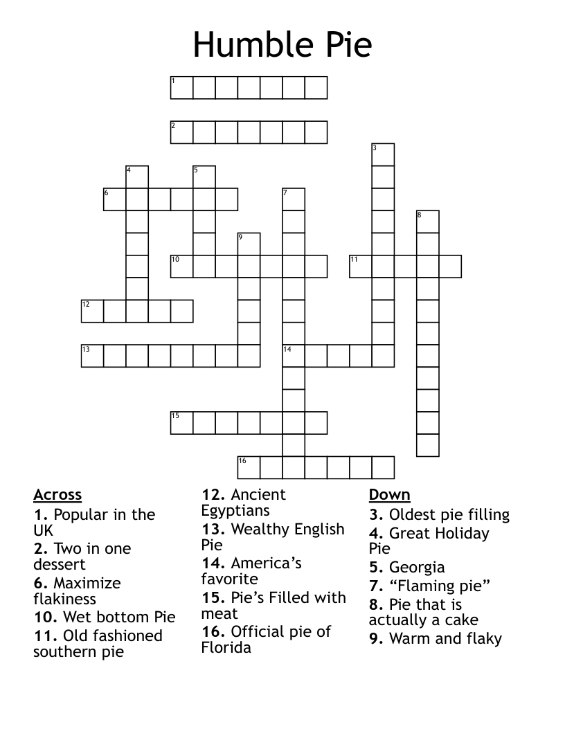 Humble Pie Crossword