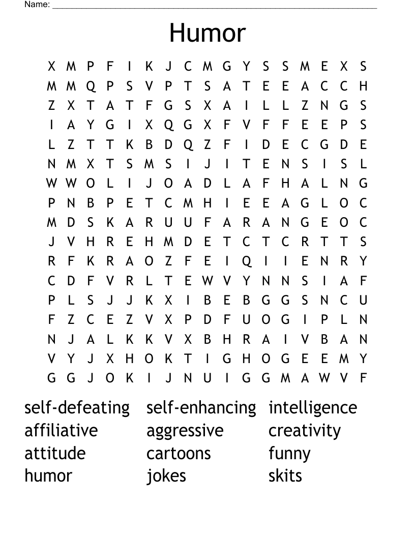 Humor Word Search