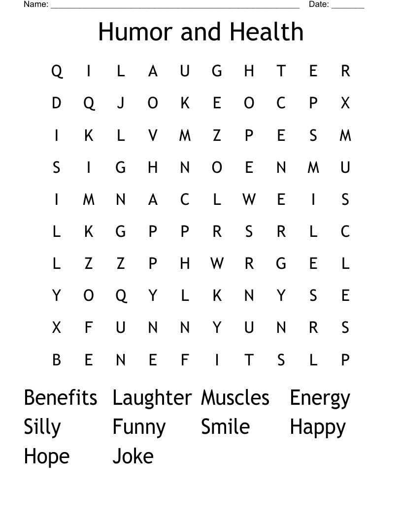 Humor and Health Word Search
