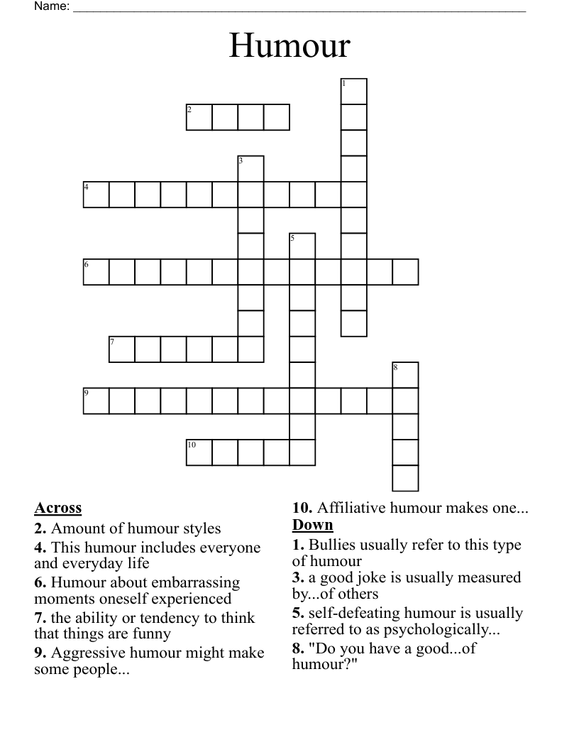 Humour Crossword
