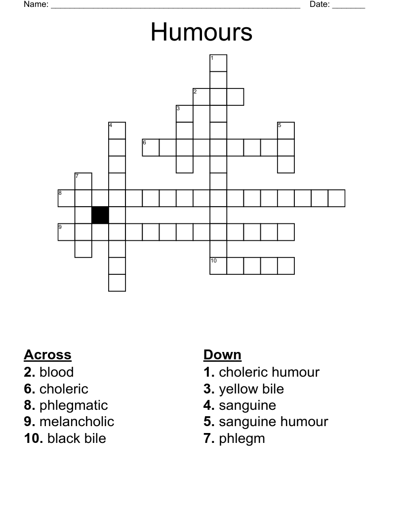 Humours Crossword
