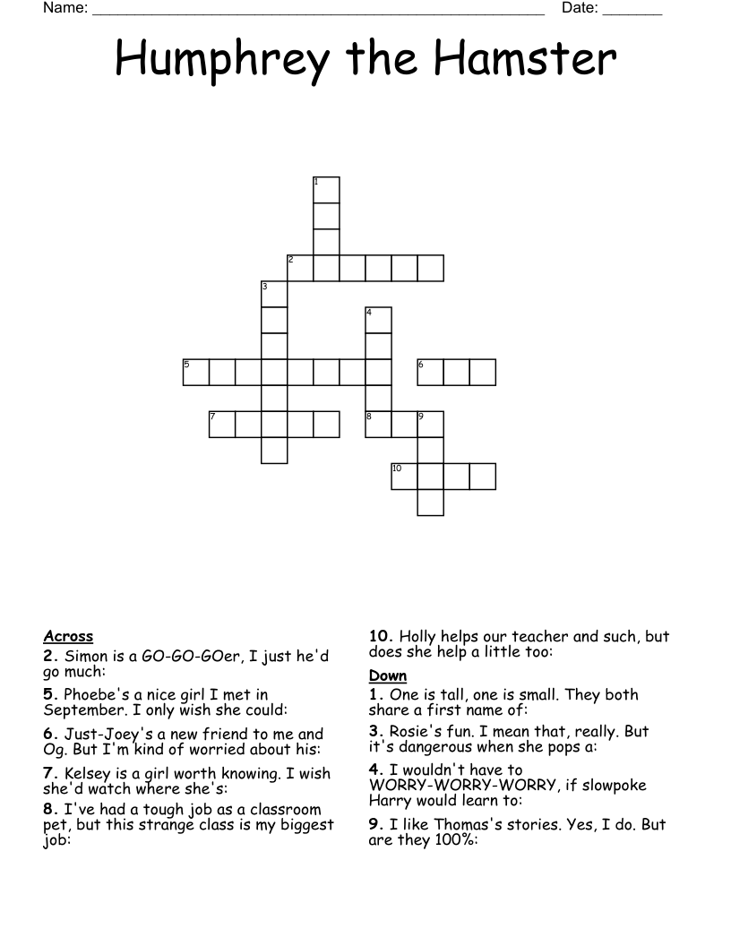 Humphrey the Hamster Crossword