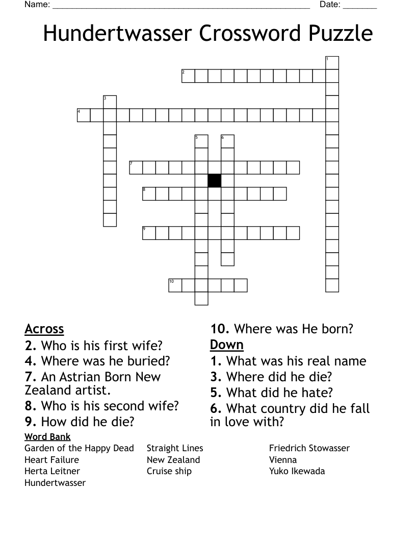 Hundertwasser Crossword Puzzle