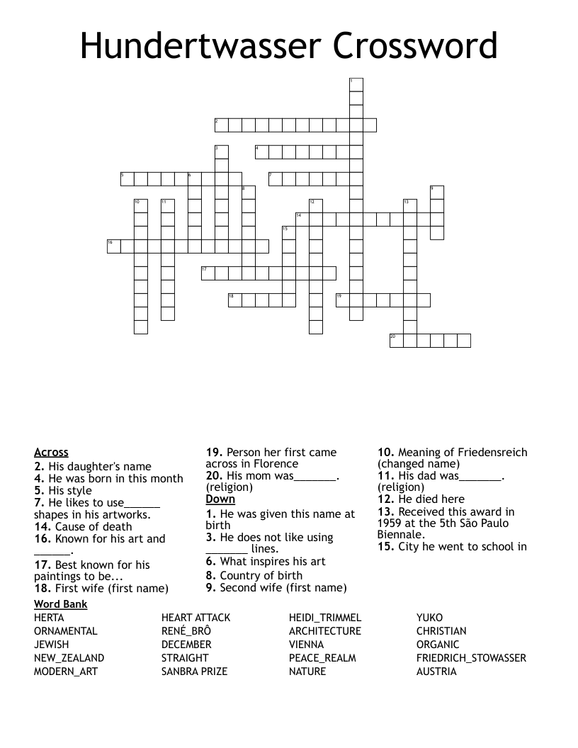 Hundertwasser Crossword 