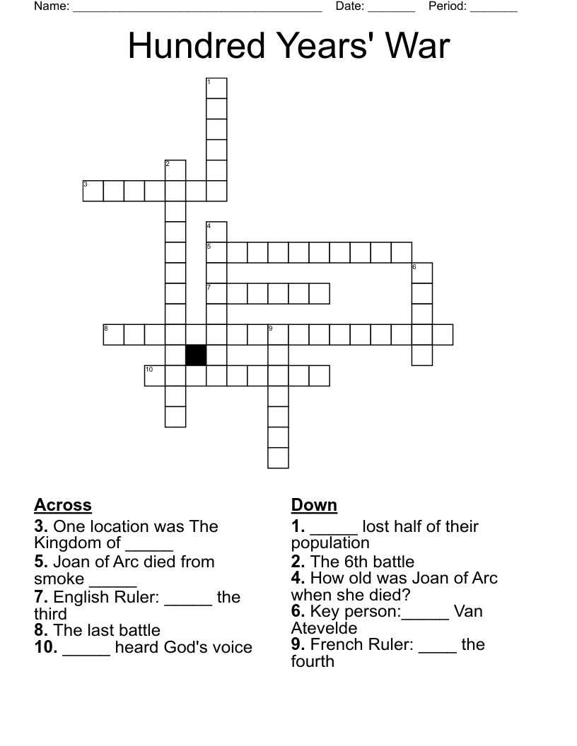 Hundred Years' War Crossword