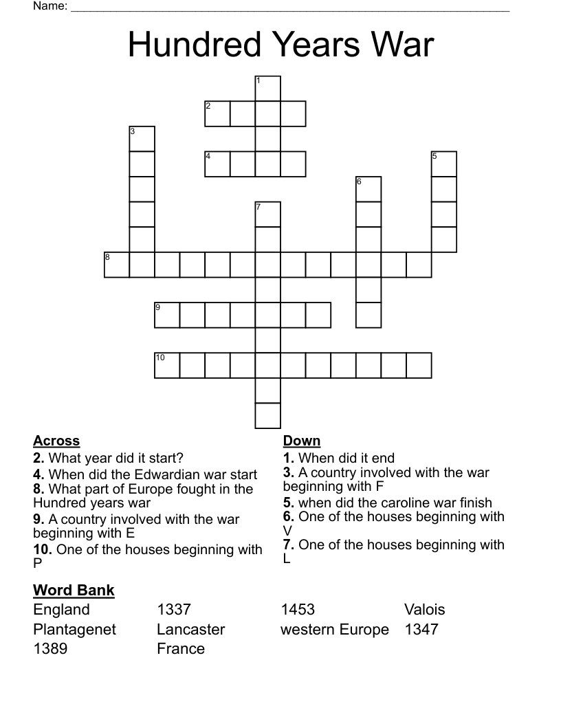 Hundred Years War Crossword
