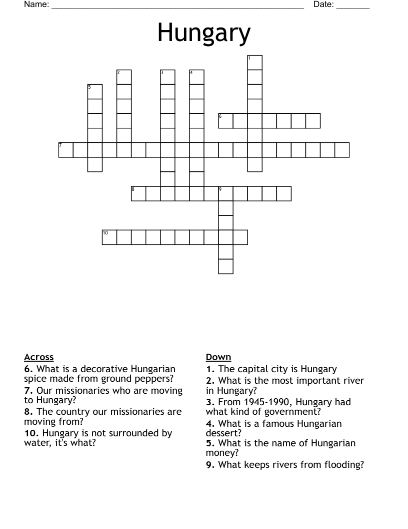 Hungary Crossword