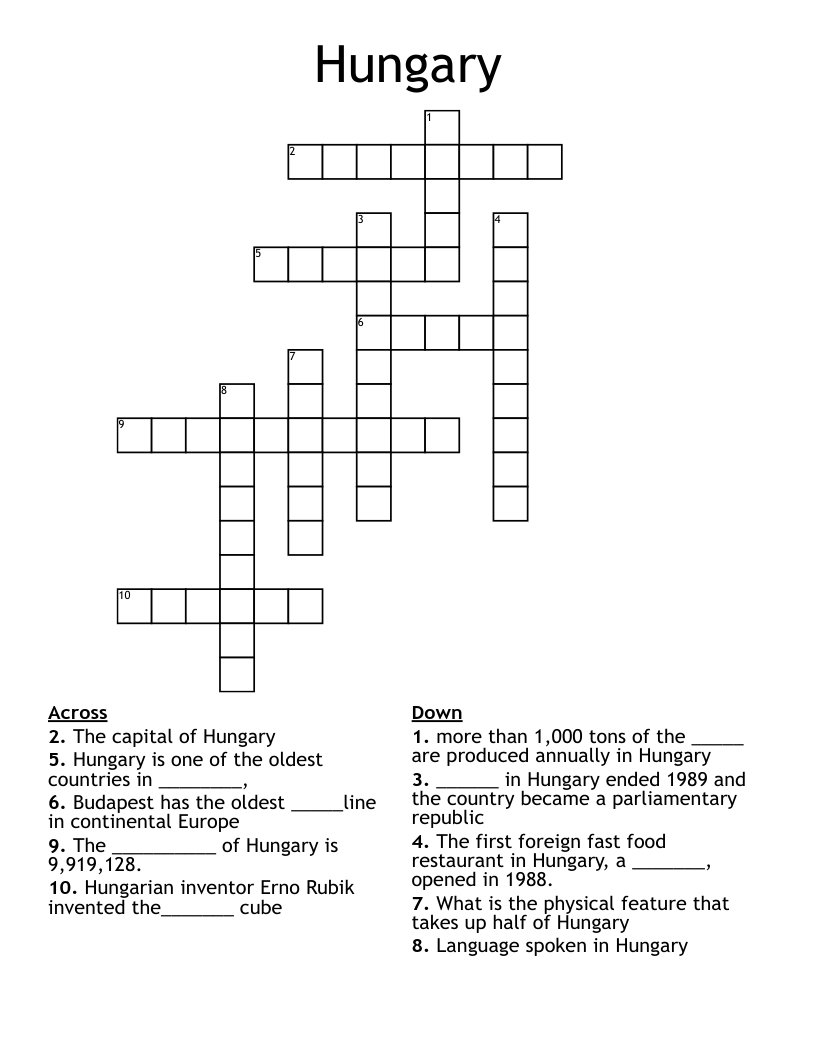 Hungary  Crossword