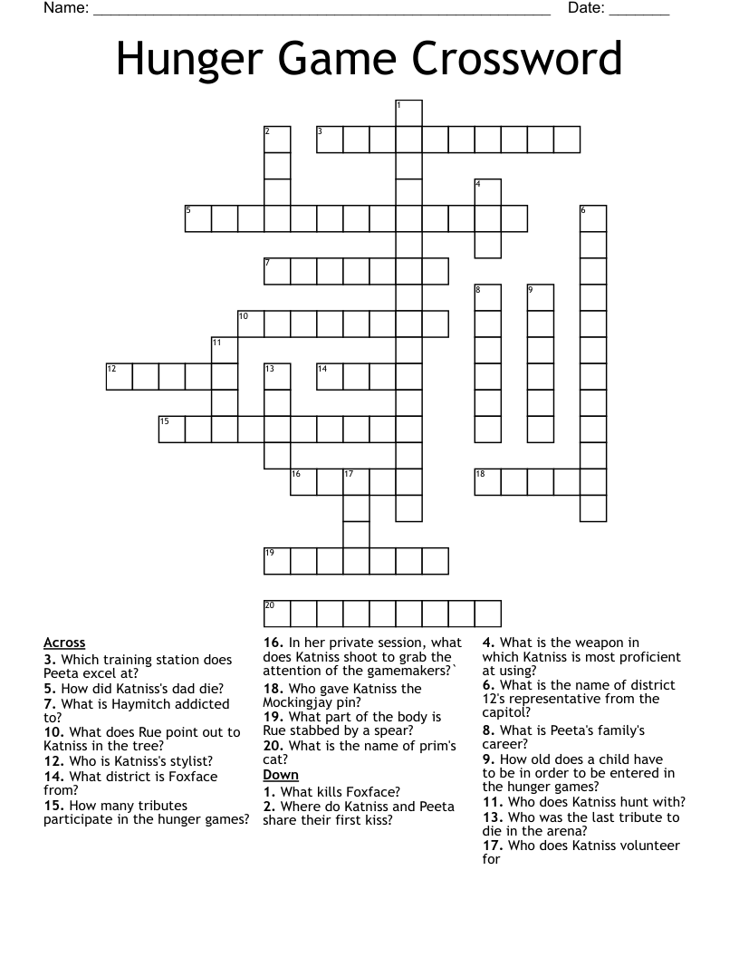 Hunger Game Crossword
