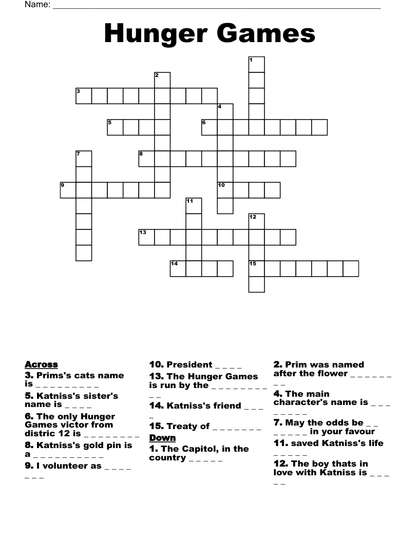 Hunger Games Crossword